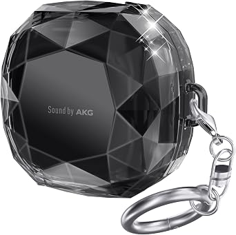 AHASTYLE Compatible with Samsung Galaxy Buds FE Case 2023/Galaxy Buds 2 Case/Galaxy Buds Pro Case/Galaxy Buds Live Case Hard PC Shockproof Case Crystal Shape Protective Cover with Keychain Black