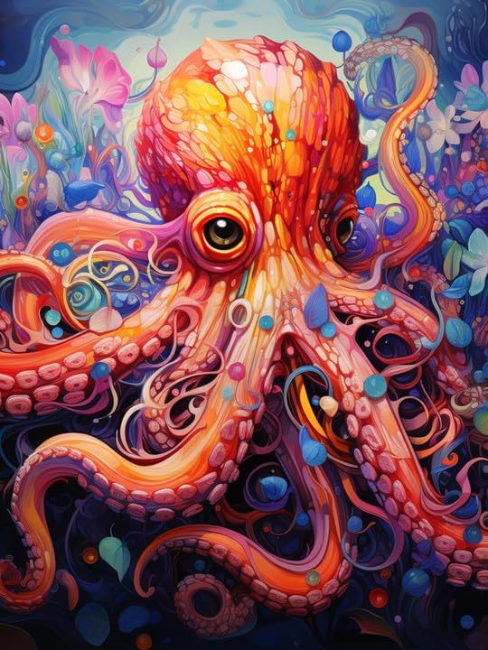 AiYuanzsh Oktopus Diamond Painting – 5D DIY Diamantbild Zum Aufhängen, 24,1x22,6 Cm – Bastelset Für Erwachsene