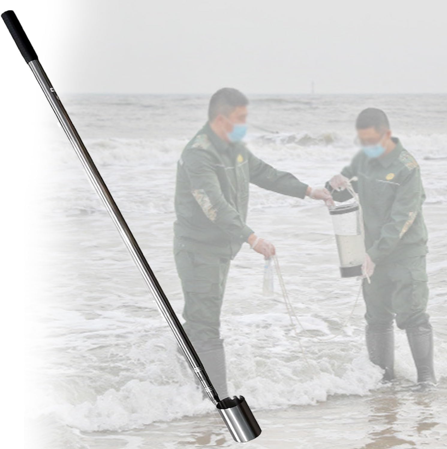 JOSBY 500ML Retractable Sampler Rod, 2/3/4m Lab Liquid Extractor, Stainless Steel Telescopic Water Sampler Dipper, Long Handle Round Mouth Sampling Scoop, for Environmental Monitoring, Removes Debris