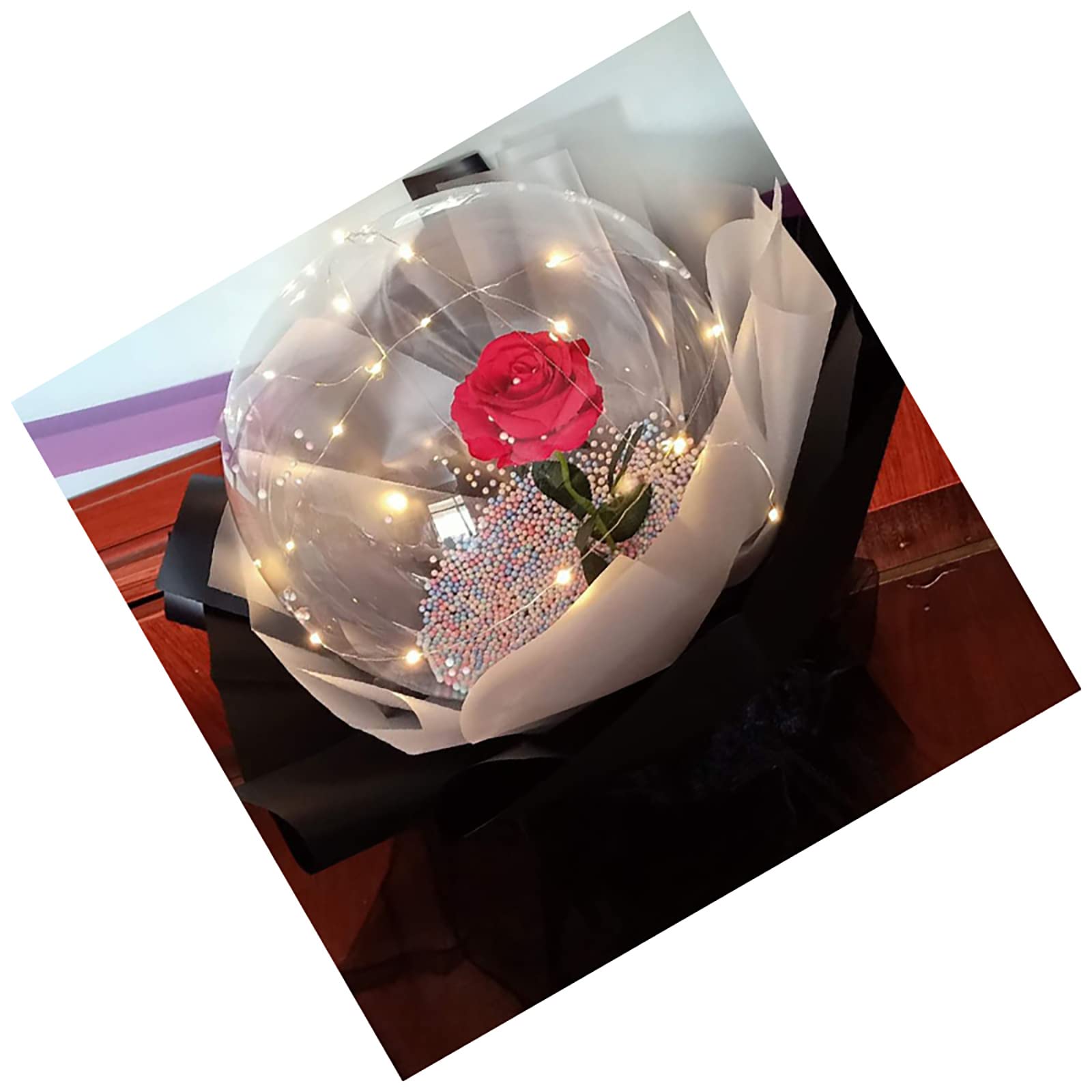 ルミナスバルーン ローズブーケ フラワー 花束 造花 バラ バレンタインデー Amazon|LEDルミナスバルーン ローズブーケ フラワー 花束 造花