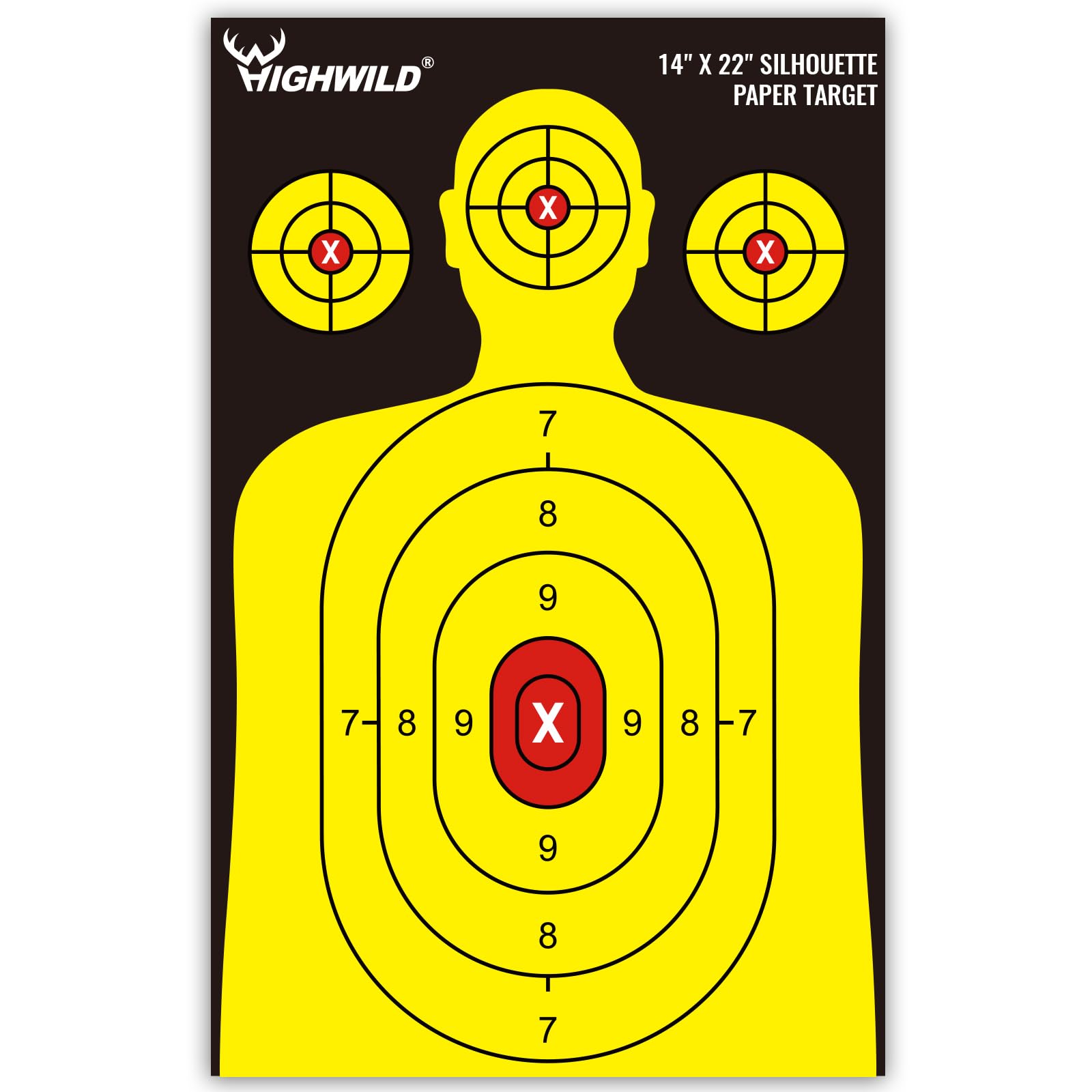 Highwild 50 Pack Shooting Range Silhouette Paper Targets - 14X22 Inches - Suitable for Handguns, Rifles, Airguns, BB Guns