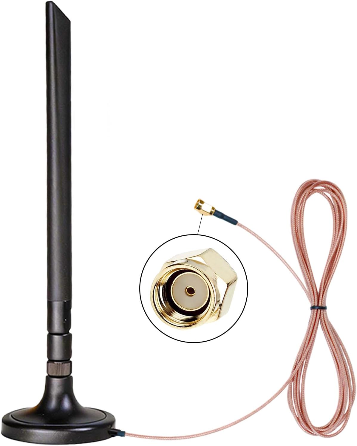 Foldable 5dBi Magnetic Truck RV WiFi Antenna, RP-SMA Male 2.4GHz External Antenna with 9.8ft RG178 Cable for Semi Truck, Van, Dash Cam & Backup Camera - Heavy Duty, No Drilling