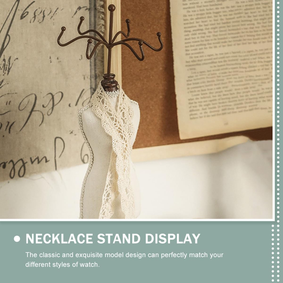 Hemobllo Small Jewelry Stand Necklace Organizer with Wooden Vintage Model Figure Bracelet Display Rack for Home Jewelry Storage and Necklace Hanging for Women