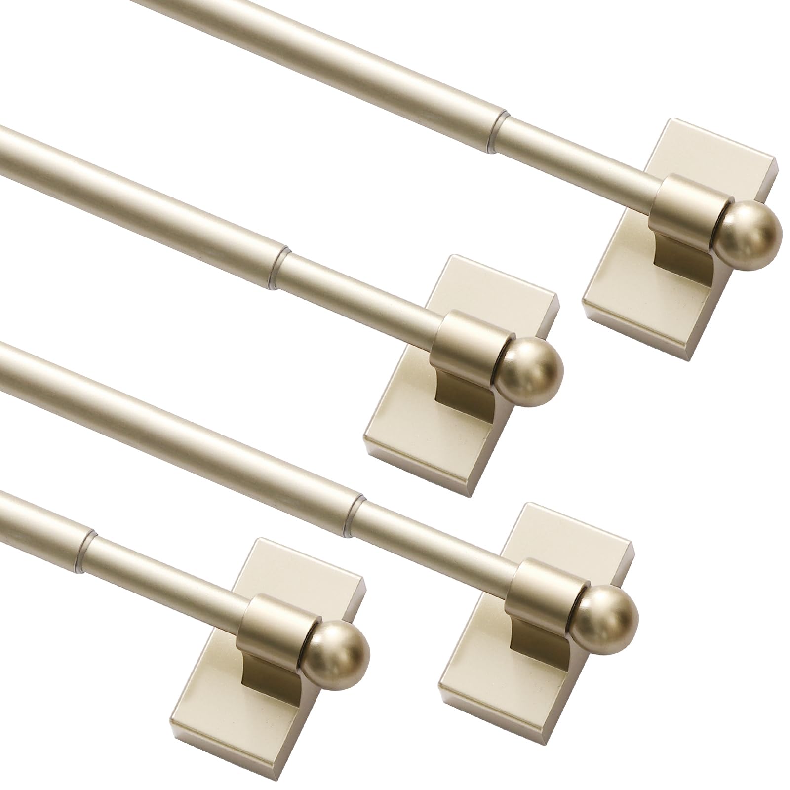 Photo 1 of Turquoize 4 Pack Magnetic Curtain Rods, 16-28", Champaign Gold