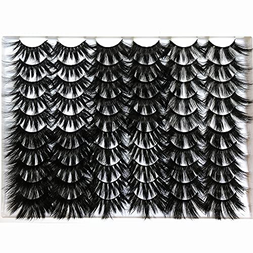 Pooplunch 25MM Faux Mink Lashes Pack Wholesale 30 Pairs Dramatic False Eyelashes Fluffy Long Thick Crossed Fake Eye Lashes Bulk