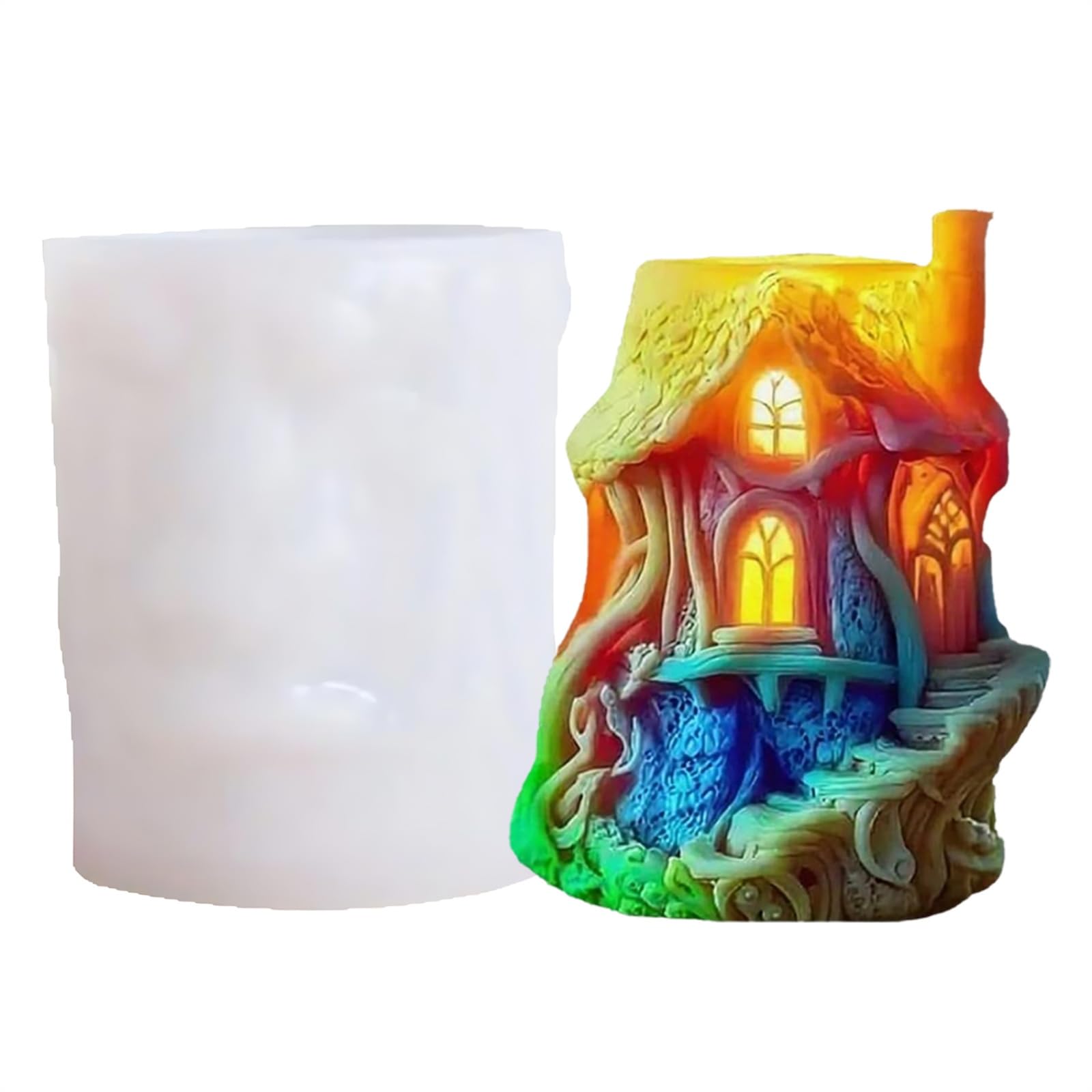 JS MOLD Silikonformen Gießformen Häuser,3D Silikon Weihnachten Kerzenform,Kerzengießform Silikonformen,Kerzenformen Zum Gießen,Weihnachtsbaum Silikonform