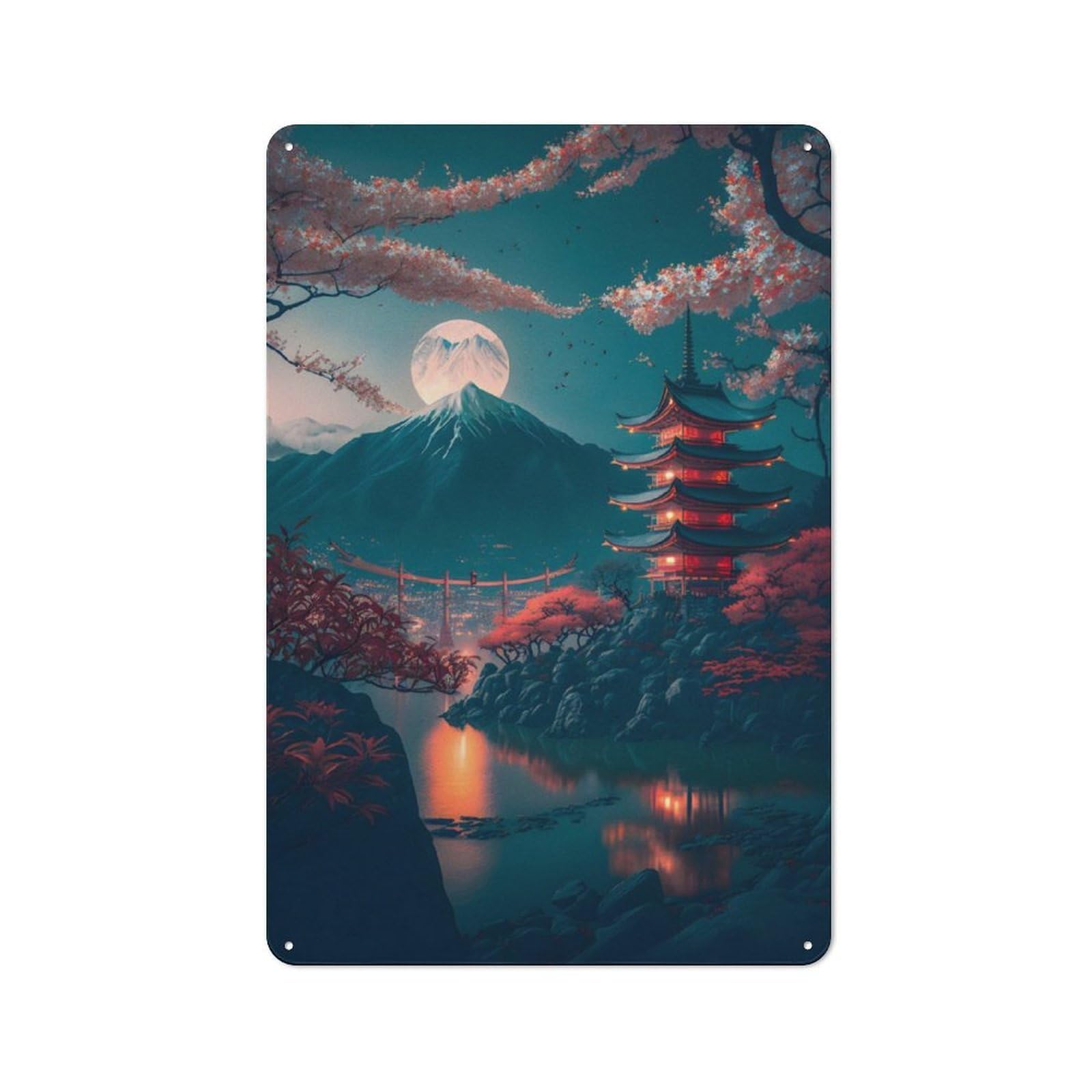 Junmoney Japanese Beauty Tin Wall Plaque 30X20cm With For Hobby Room Or Studio, For Updating Hobby Room And Studio After Moving