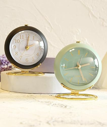 Miniatura 9 de SHISEDECO Relojes de mesa pequeños, reloj despertador de mesa clásico sin tictac con luz nocturna, reloj de escritorio a pilas con cristal HD para