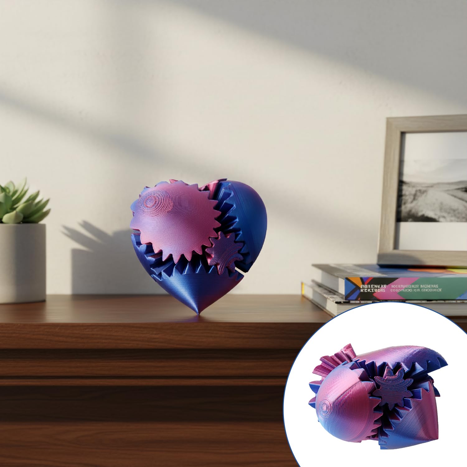Hopzab 3D Printed Heart-Shaped Fidget Toy, Steampunk Heart Sphere, Helix Screw Design for Stress & Anxiety Relief - Image 4