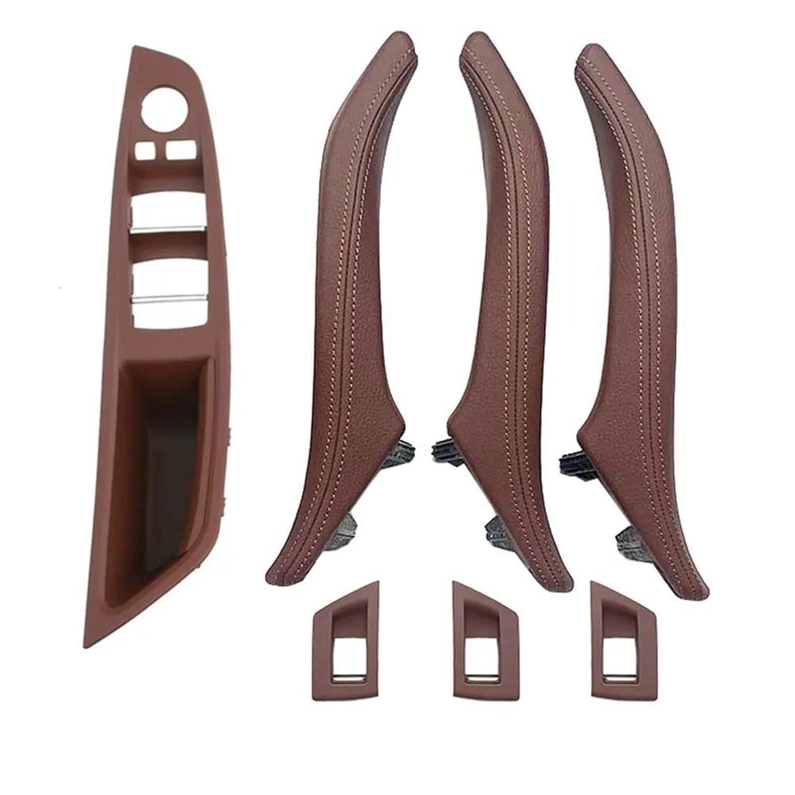 LVXVMOZEOK Interior Door Handle Armrest for 5 Series for F10 for F11 for 520 for 523 for 525 for 528 7PCS LHD Interior Lift Switch Armrest Cover Door Handle(A Red Brown 7PCS)
