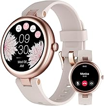 Montre Connectée Femme Ronde Petite Montre Podometre Smartwatch avec Appel Bluetooth Cardiofrequencemetre Oxymetre Chronometre pour Android iOS Montre Sport pour Running Course à Pied Etanche IP68