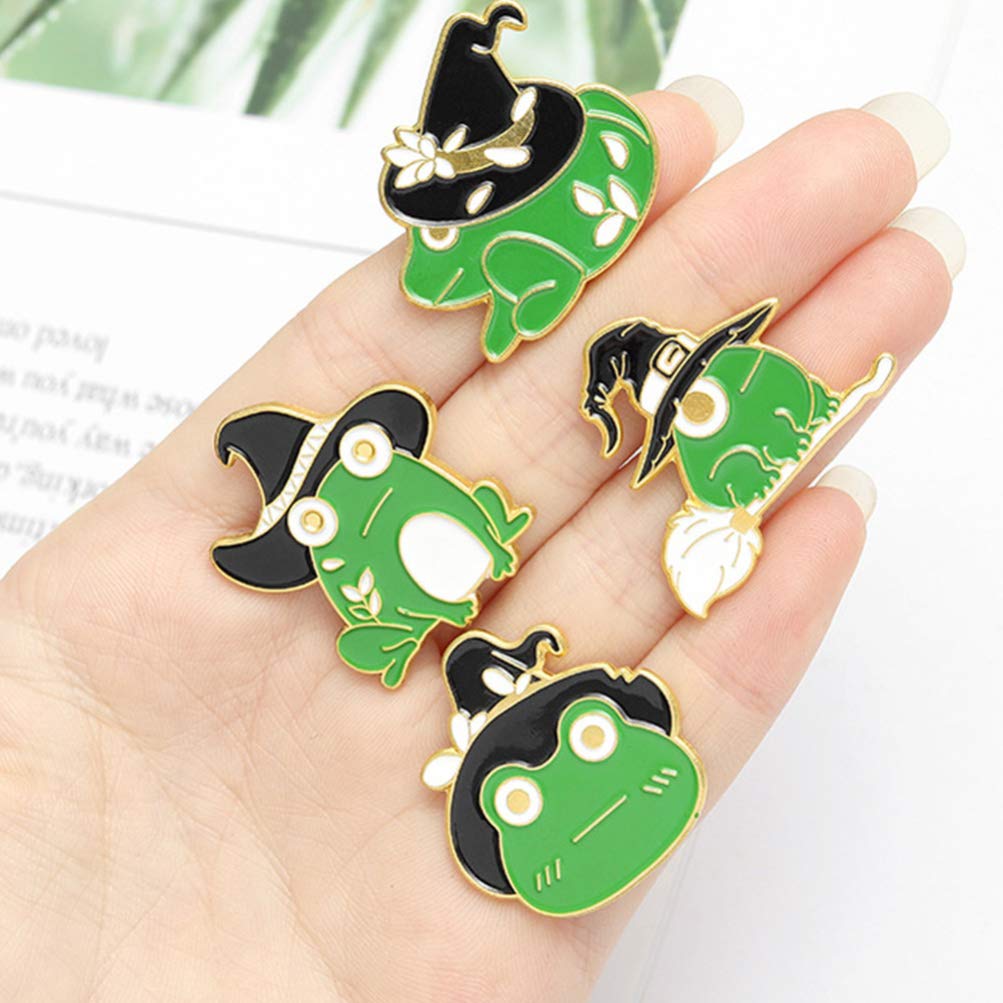 KKXXYQFC 10 ück Frosch-Brosche, einzigartige Anstecknadeln, Retro-Rucksack, Kleidung, Kristalldekor, Vintage für Damen, Damenschmuck, Legierung, Cartoon-Zauberer-Hut, Student