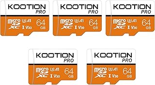 [1-Yrs Free Data Recovery] KOOTION 64GB 5-Pack Micro SD Card, 4K Camera Pro, UHD Video for GoPro, Action Camera, Drone, Smartphone, R/W up to 90/35MB/s MicroSDXC Memory Card UHS-I U3 A1 V30