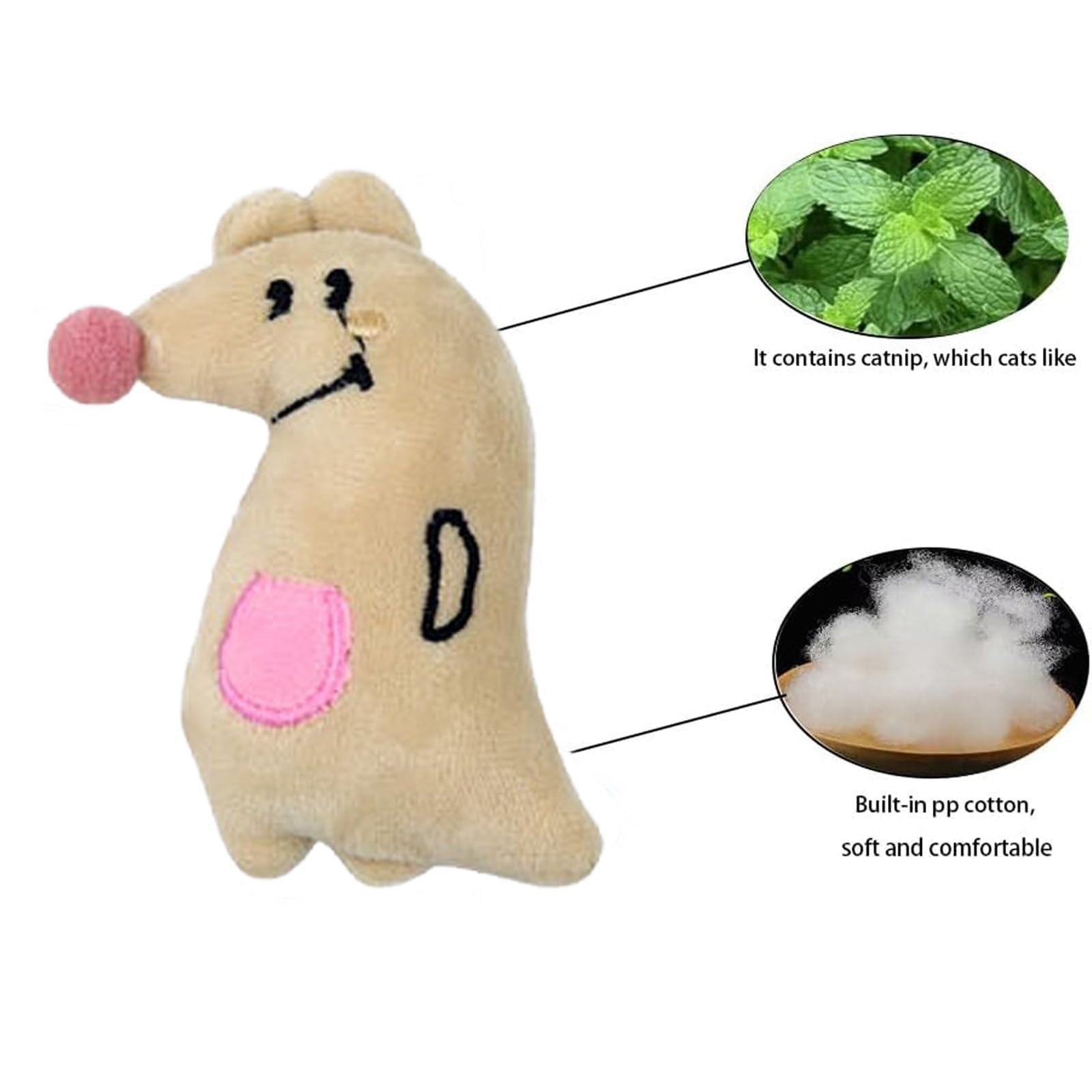 3x Katzenminze Kissen - 37x6cm Plüsch - Mit Baldrian - Für Spielen & Entspannung