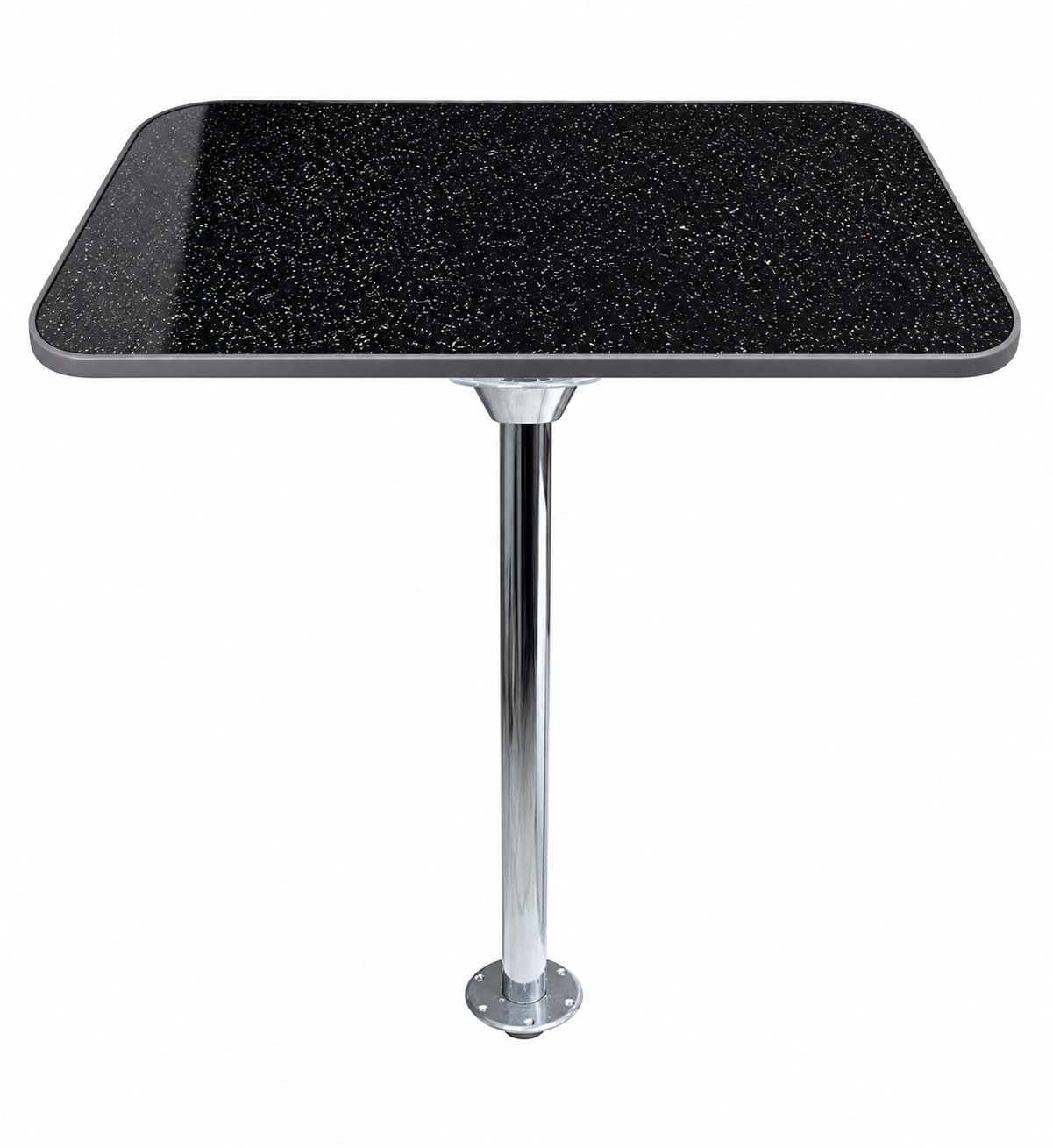 SVAGO Caravan Table Leg Kit Floor Mounted Island System – Campervan Motorhome Pedestal Leg with Top, RV Boat Furniture Set 700mm Chrome (Black Sparkle + Grey Trim)