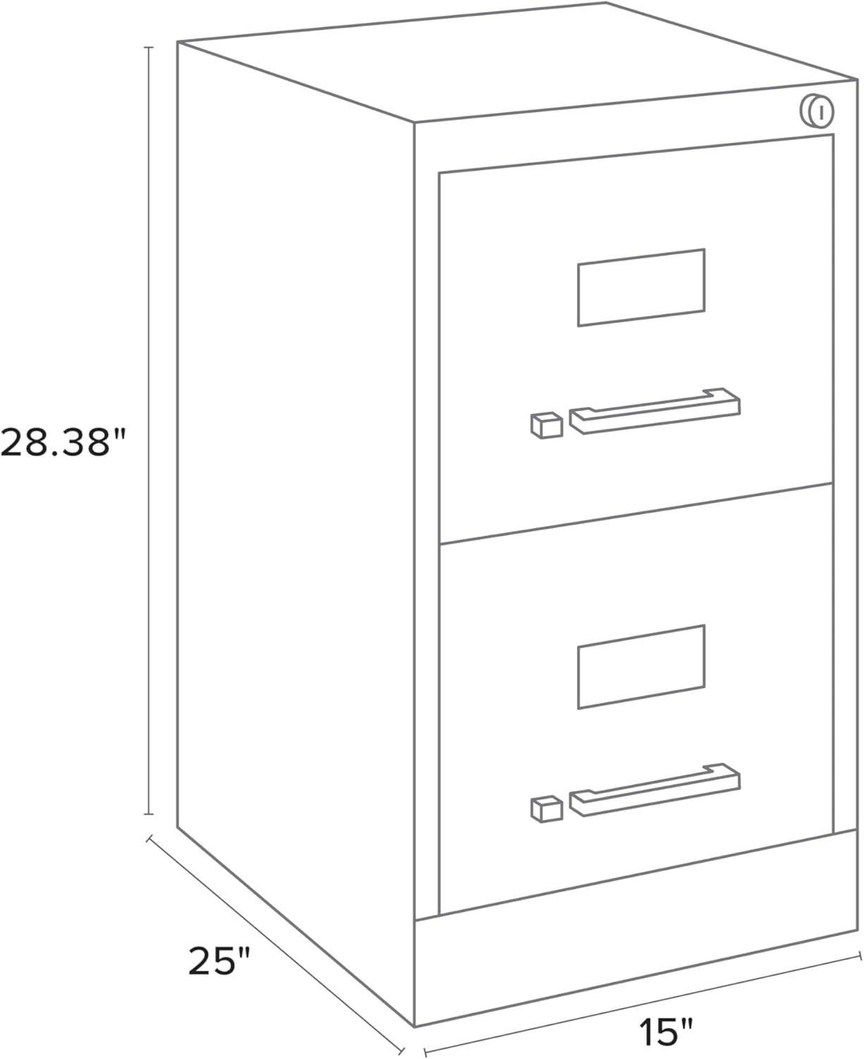 Space Solutions 25" Deep Commercial 2 Drawer Letter Size High Side Vertical File Cabinet Color: Black