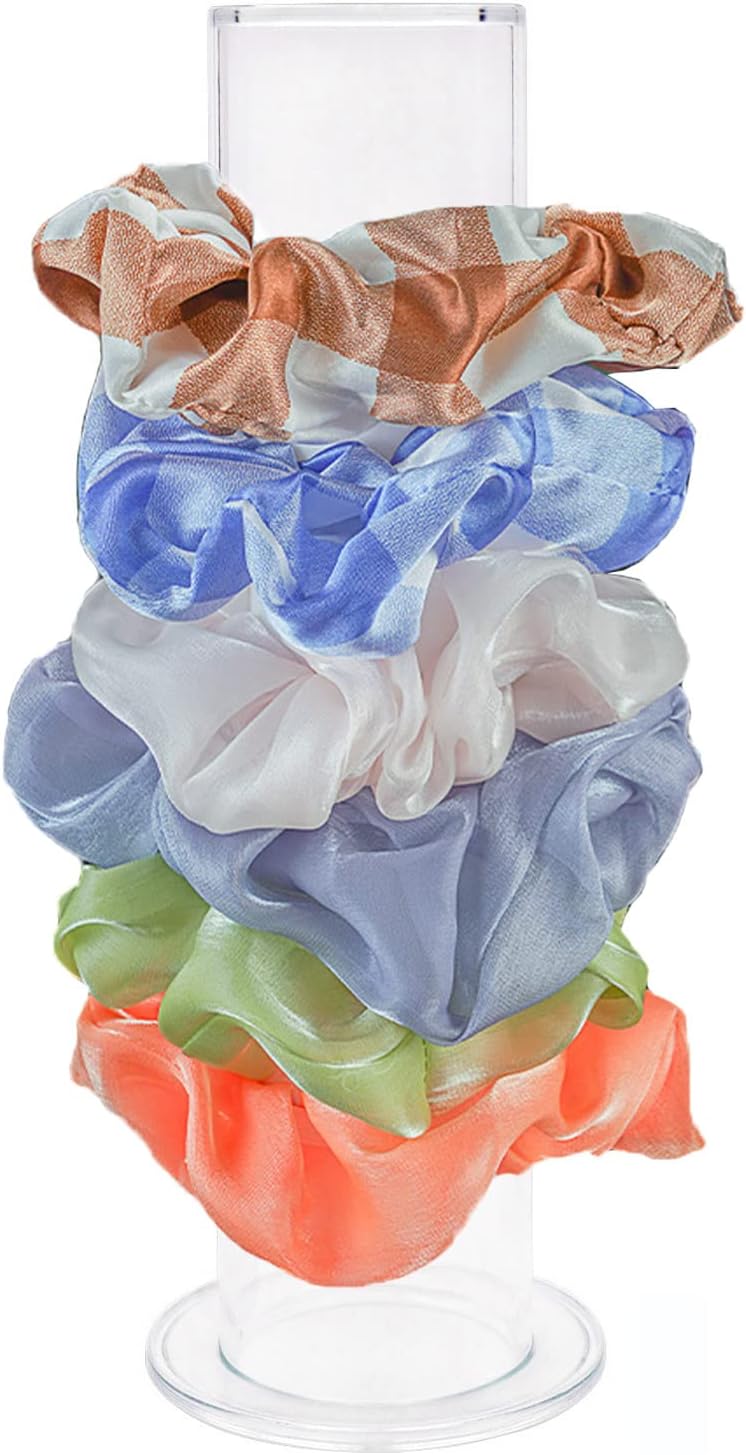 Acrylic Scrunchie Holder, Clear Hair Tie Accessories Stand,Bracelet Stand,Hair Bracelet Display Accessories Organizer Cute Room Decor for Teen Girl Gifts