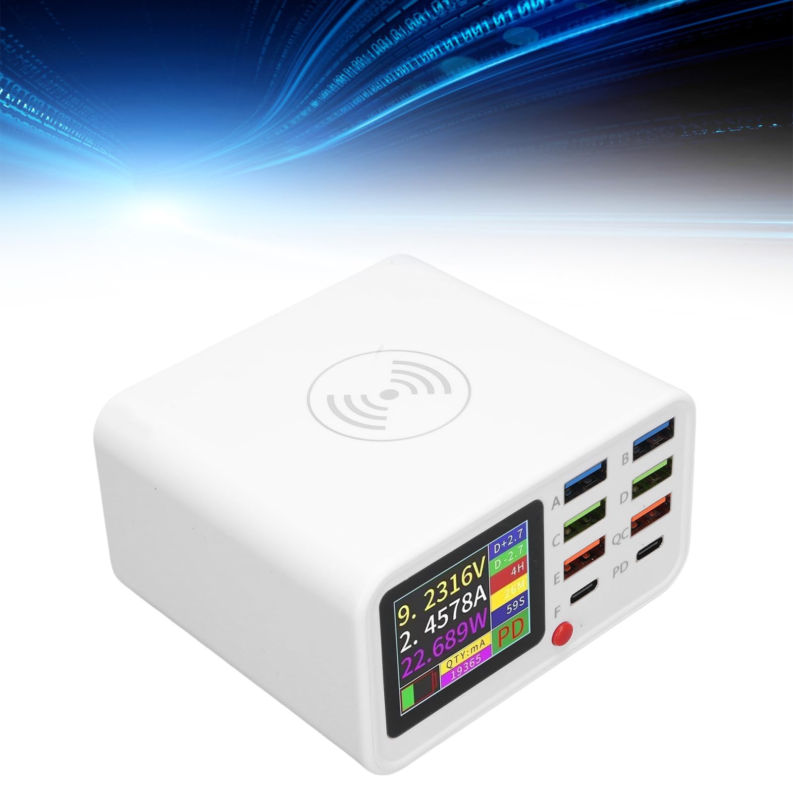 Rosvola Estación de Carga de 8 Puertos para Múltiples Dispositivos, Bloque de Cargador de Pared de 65 W, Concentrador de Carga USB, Torre de para Tabletas, Teléfonos Inteligentes, Uso en Oficina en
