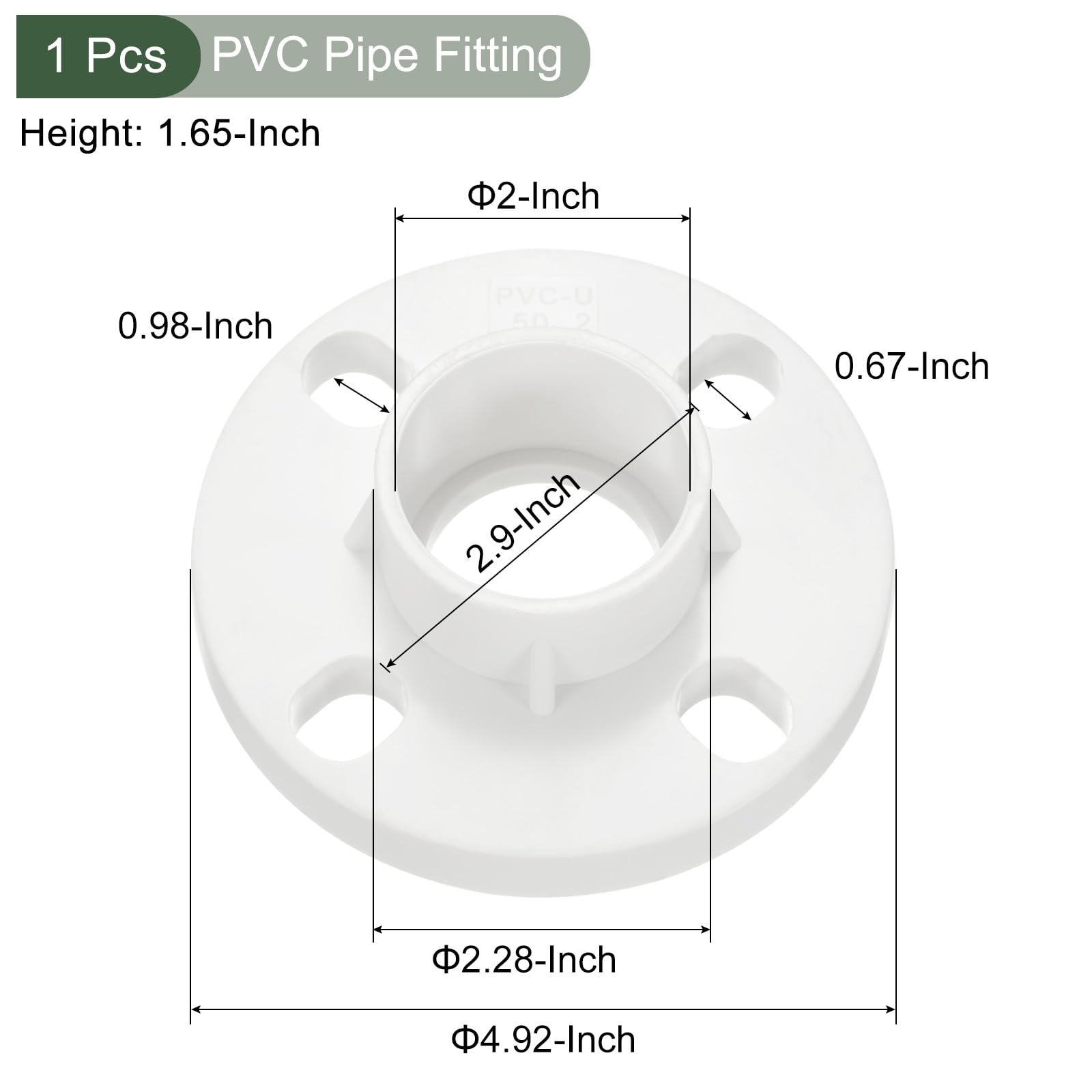 YOKIVE 3 Pcs PVC Pipe Fitting, Flange Socket Coupling Connector Pipe Connection, Great for Bathroom Kitchen, Sink (White, 50-mm) - Image 2