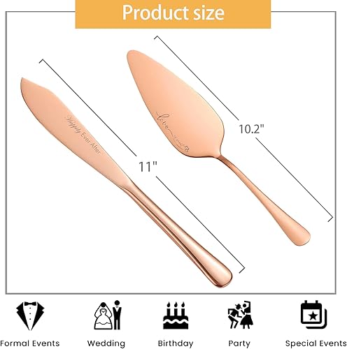 Miniatura 7 de Juego de cuchillo y servidor para pastel de boda, juego de corte de pastel para boda, juego de servir pastel de regalo, para bodas, fiestas de