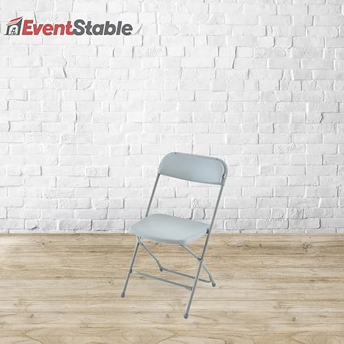 Miniatura 2 de EventStable TitanPRO Silla plegable de plástico gris claro, silla plegable ligera para exteriores, sillas de patio duraderas, juego de sillas para