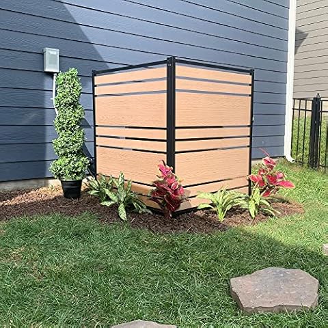 48in H x 40in W (2 Panels) No Dig Enclo Vienna Cedar Color Privacy Screen, Outdoor WoodTek Vinyl Privacy Fence Panel, Privacy Wall for Trash Cans & Air Conditioner Fence, Patio Privacy Screen, EC18017 Cover