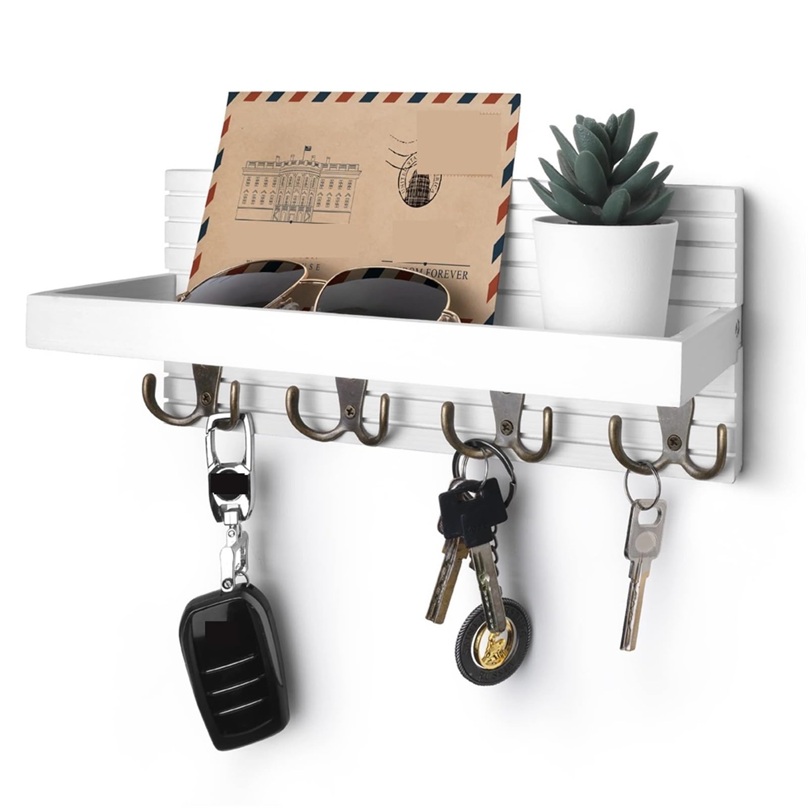 KIFSDLF Wooden Key Holder Entryway Mail Organizer Hooks