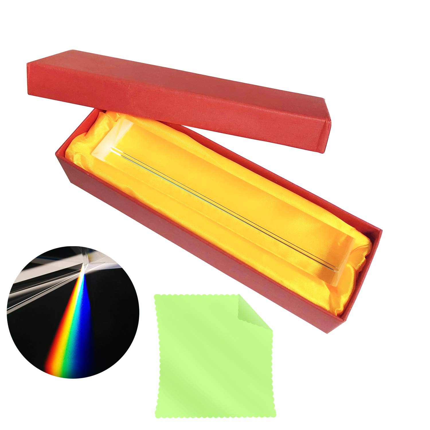 YLX Glass Triangular Prism, 15cm x 3cm x 3cm Refractor Crystal Triple Prism for Teaching Light Spectrum Physics