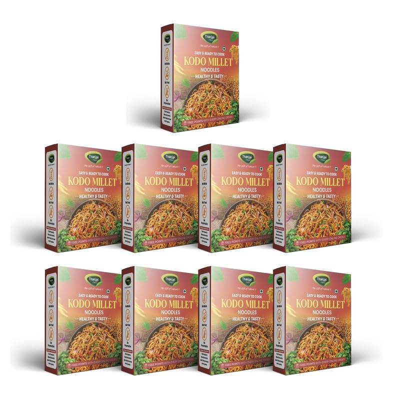 Image of Thanjai Natural Kodo Millet Noodles 180 Grams X 9 (1620 Grams) of Homemade Natural Noodles (No Preservatives, No Chemicals, No Artificial Extract)