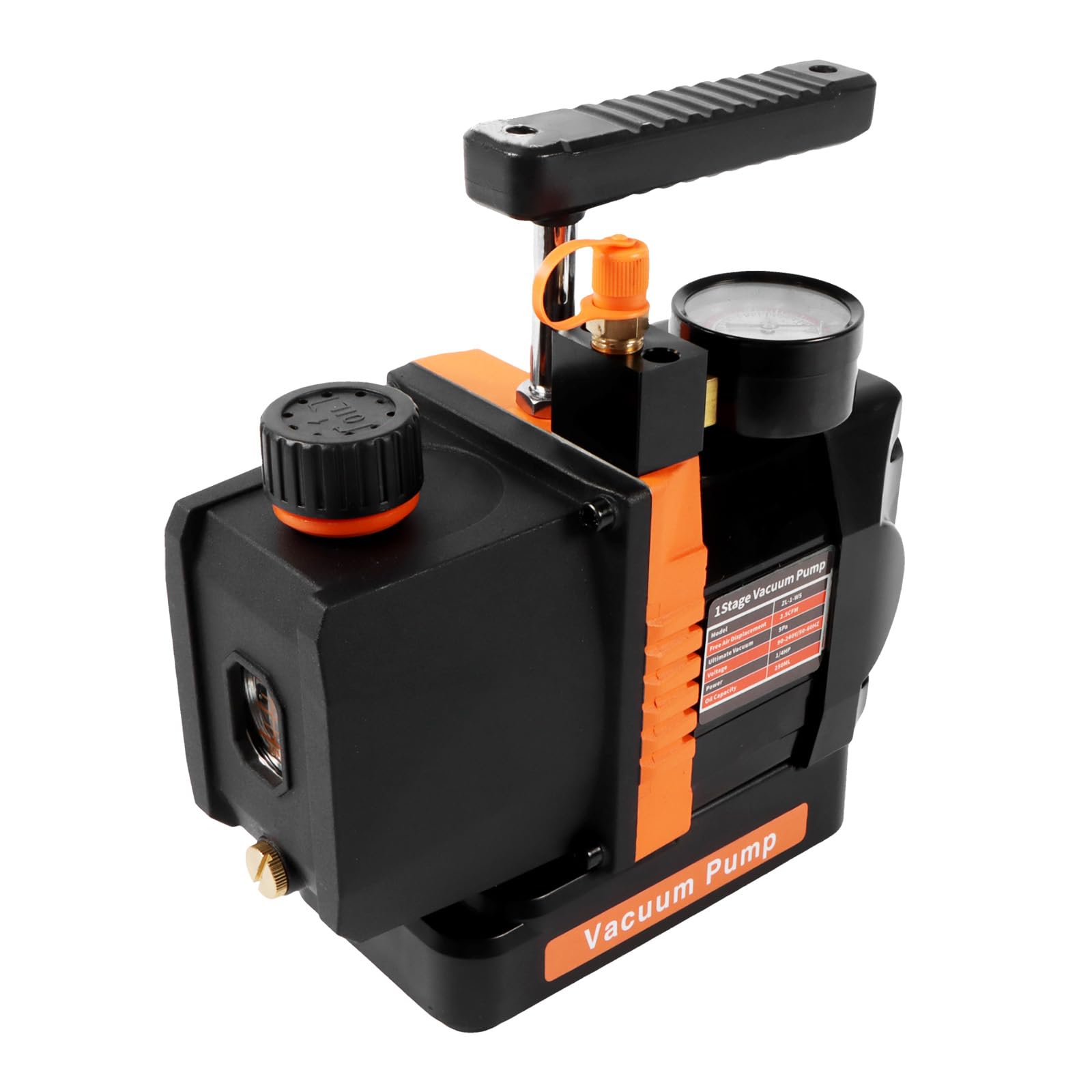 SINOCMP 2.5CFM Vacuum Pump, 1/4 HP 110V DC Single Stage Brushless Motor 5PA 180W for Air Conditioning HVAC Refrigerant, Car & Household Air Conditioner Refrigerators