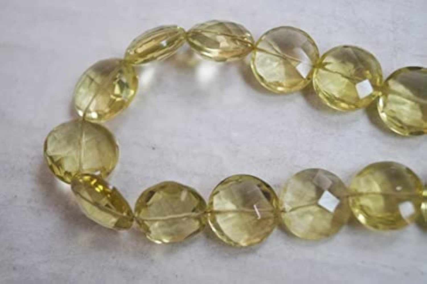 Citrine naturelle en perles de monnaie facettées LKBEADS 12-14mm pour bijoux