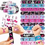48PCS Cheerleading Party Set - 24PCS Temporary Tattoos & 24PCS Slap Bracelets - Perfect for Cheerleader Birthday Parties, Baby Showers, Classroom Rewards & Team Spirit Gifts for Girls & Boys