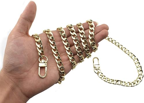 Miniatura 41 de HAHIYO Correa metálica de cadena para bolso de 43.3' de oro para bolso cruzado, bandolera y bolso de mano, cómoda y plana de 0.4' de ancho, extra