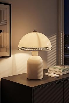 Marrien Luna Luxury Abajur, Bohem Masa Lambası ve Salon Oturma Odası Aydınlatması - Beyaz - 25 cm – Modern Dekoratif Masa Lambası, Gece Lambası