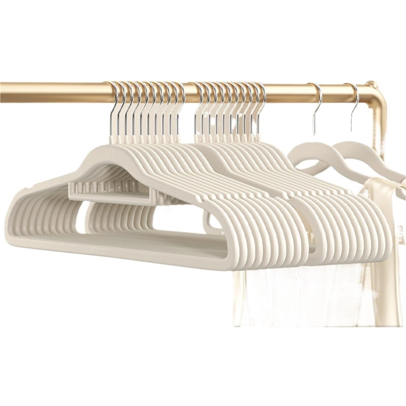 Flocked Hangers 10/20pcs Velvet Hanger Non-Slip Flocking Multifunctional Clothes Hangers Suit Shirt Coat Organizer(Off white,10pcs)