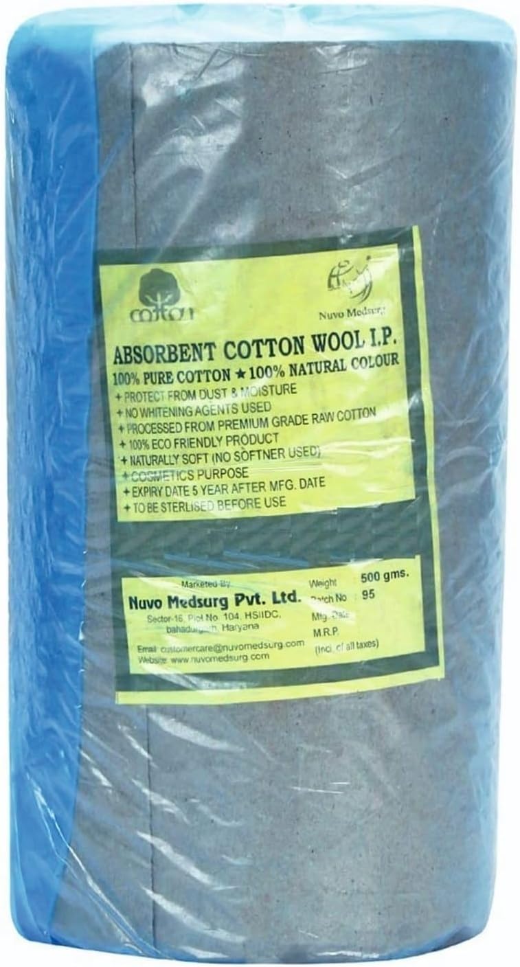 Premium Absorbent Surgical Cotton Roll 500gm - (Pack of 1 Roll), Pure Medical Grade Cotton for Wound Care, First Aid & Baby Cleaning - Soft & Hygenic Multi-Purpose Cotton Roll for Beauty, Skin Care & Clinical Use