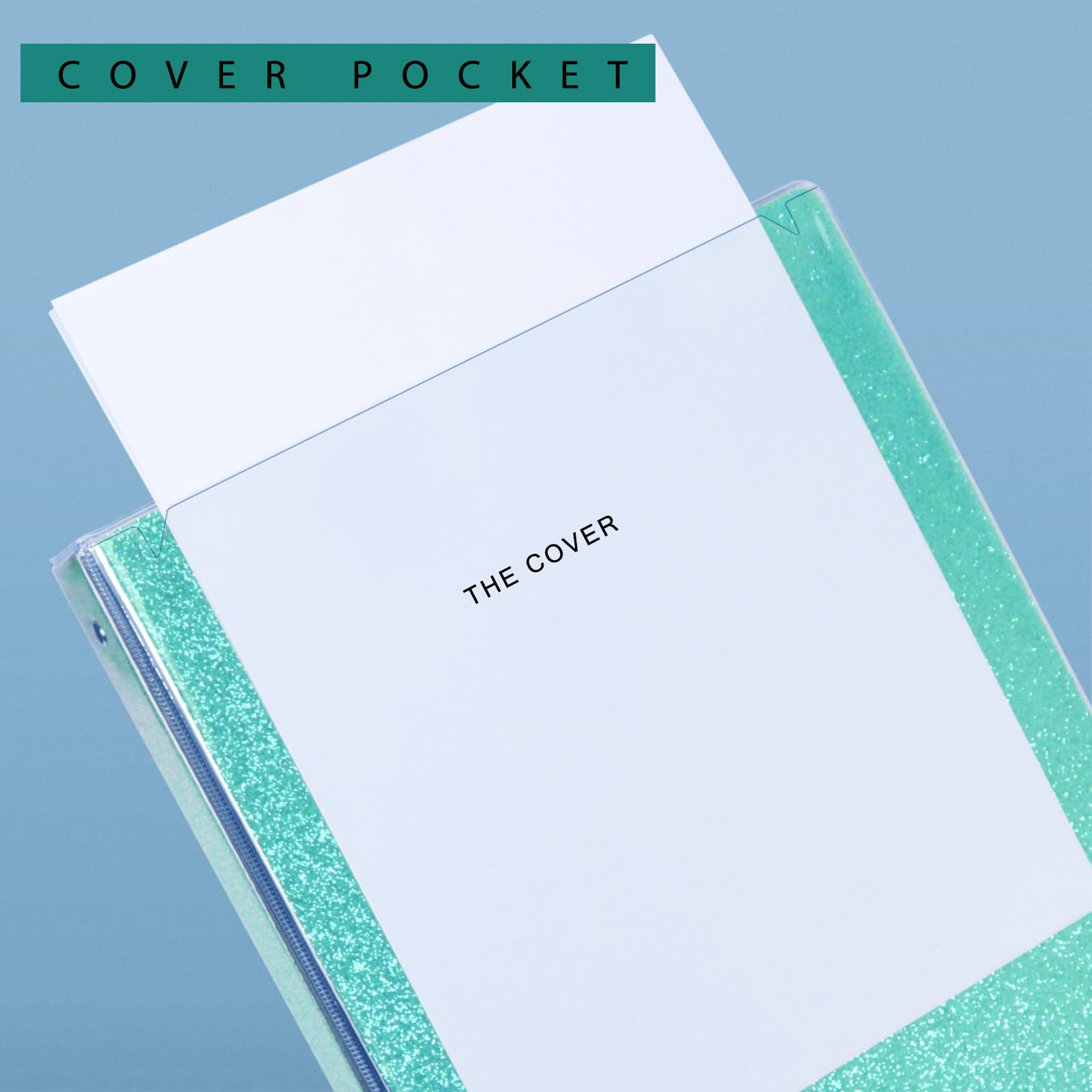 NatureTouch Carpeta de 3 anillos, organizador de carpetas con purpurina de 1 pulgada (10.5 x 11.5 pulgadas), capacidad para 8.5 x 11 pulgadas, tamaño carta, 300 páginas, resistente al agua, duradera