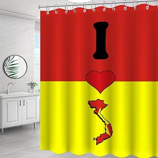 I Love My Country,Vietnam Shower Curtain, Vietnam Flag 72x78 Inch Bath Curtain with Hooks, Tropical Luau Parrot Funny Bathroom Decor Modern Bath Shower Curtain Sets