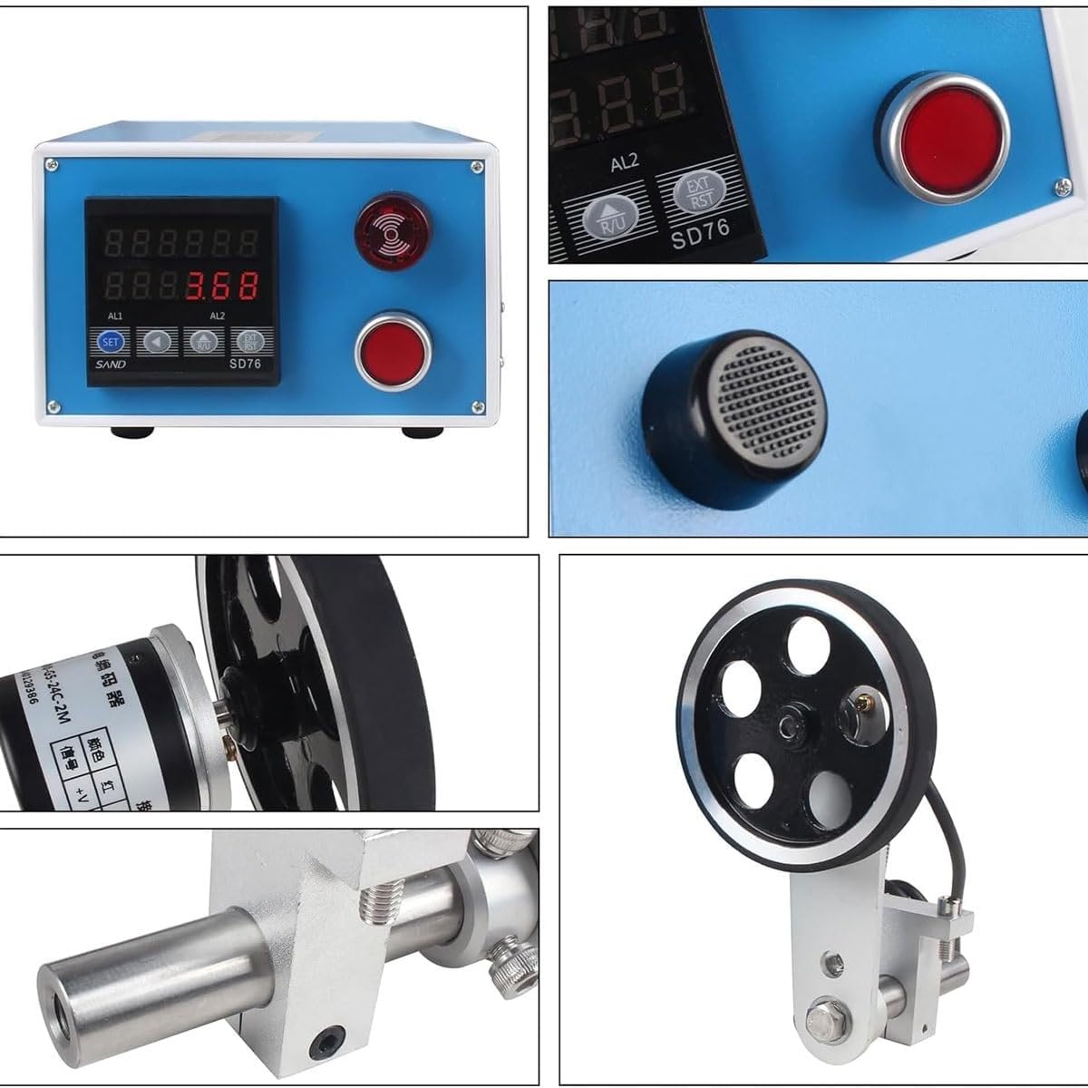 Electronic Digital Length Meter Counter, Dual-Relay Outputs Cable Wheel Length Meter Counter, Mechanical Cable Single Wheel Length Meter,Counting Range 0-999999,for Cable Wire Fishing Line