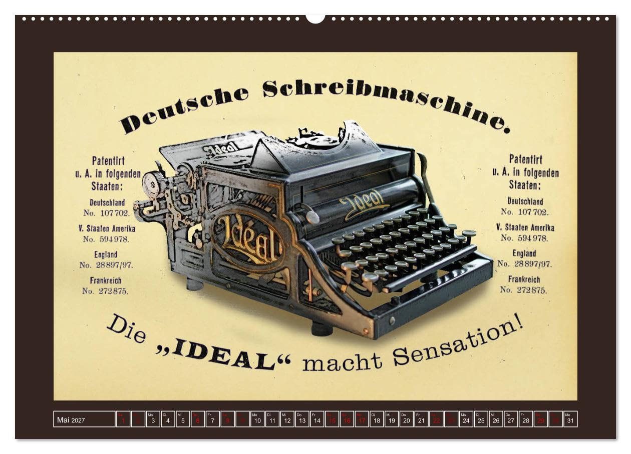 CALVENDO - Schreibmaschinen um 1900 (Wandkalender 2027 DIN A2 quer), Monatskalender: Schreibmaschinen gehörten einst zum Alltag.
