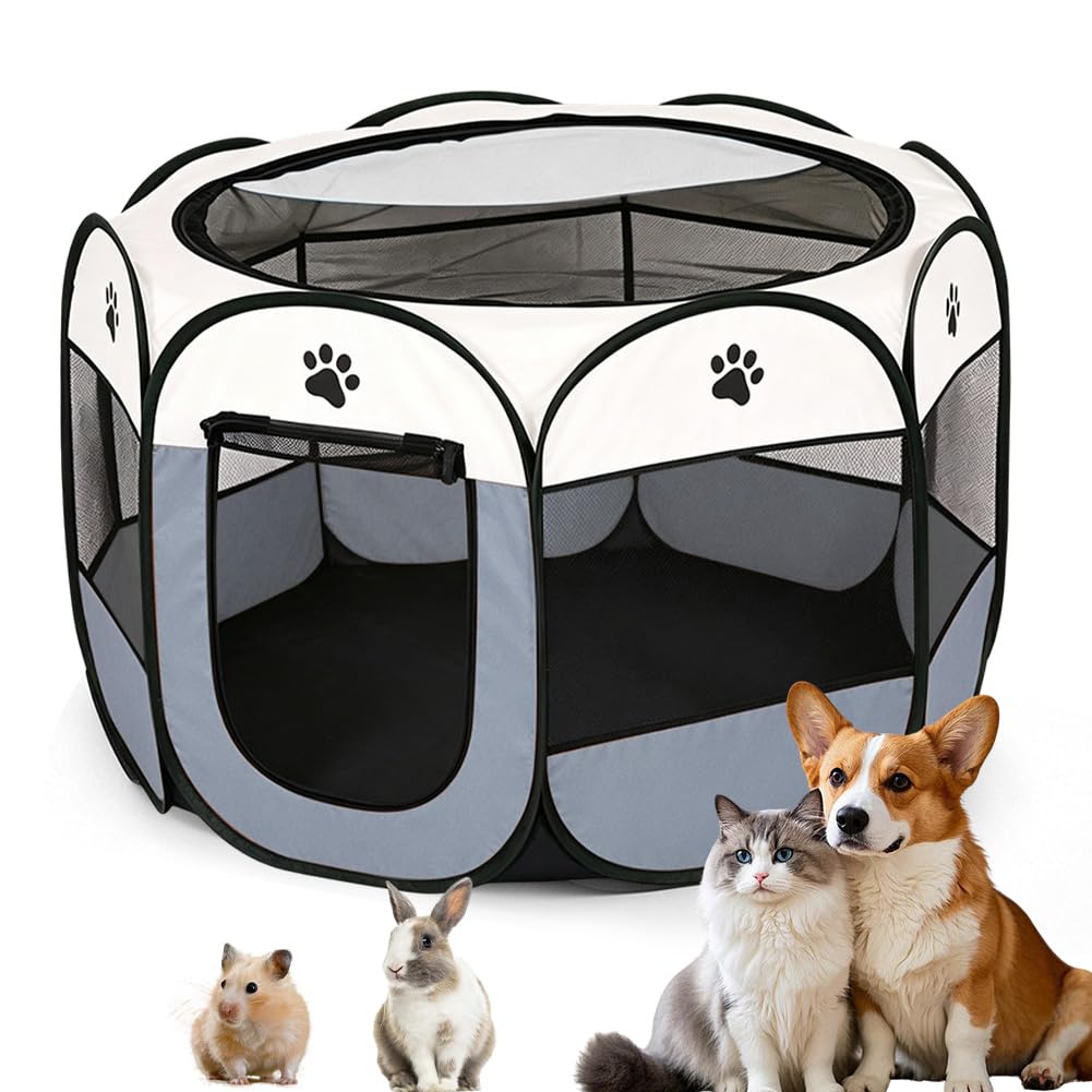 Parque gris para cachorros, plegable, parque para apartamentos, parque para gatos, parque para apartamentos, cercado para conejos, para parque de perros, gatos, conejos y animales pequeños tanto en