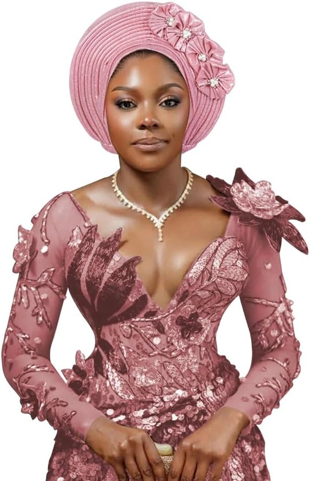 Womens Nigerian Wedding African Auto Turbans Muslim Headpiece Female Head Wraps Hijab Cap