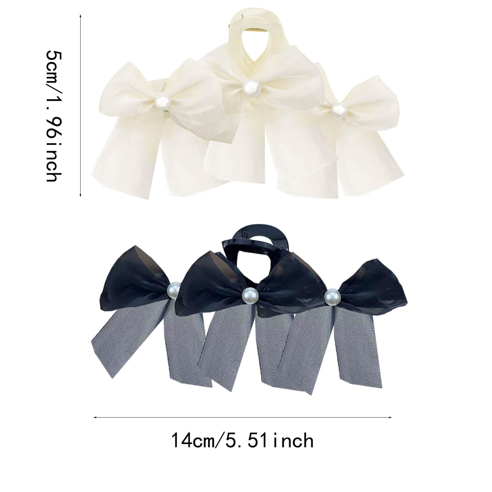 2 PCS Big Bow Hair Claw Clips for Thick Hair for Women Pearl Non Slip Large Bow Hair Claw Hair Accessories for Women Girls - Image 2