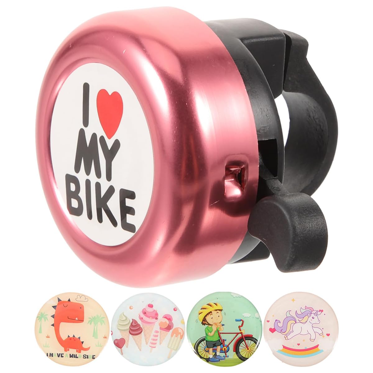 Shirene Campanello per Bicicletta,I Love My Bike Campanello Bici Bambino Campanello Bici con Suono Forte e Chiaro,Alluminio Campanello per Bici Set per la Maggior Parte delle Biciclette Nero