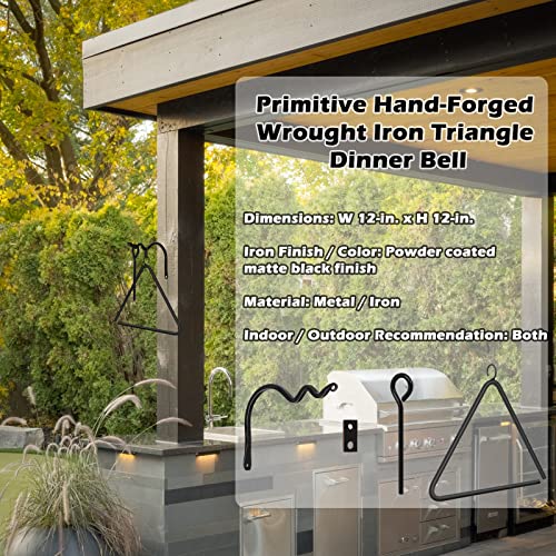 Blacksmith-Iron-Dinner-Bell-Hand-Made-12-Triangle-Dinner-Bell-Heavy-Duty-Primitive-Hand-Forged-Wrought-Iron-Triangle-Dinner-Bell-Iron-Triangle-Chime Blacksmith Iron Dinner Bell Hand Made 12 Triangle Dinner Bell Heavy Duty Primitive Hand Forged Wrought Iron Triangle Dinner Bell Iron Triangle Chime