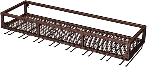 Miniatura 9 de Shelves Wine Rack Wall Mounted Bar Shelves with Wine Glass Holder Liquor Shelf Mini Bar Glass Shelves Whiskey Shelf Wall Bar Cabinet Metal Bar Negro