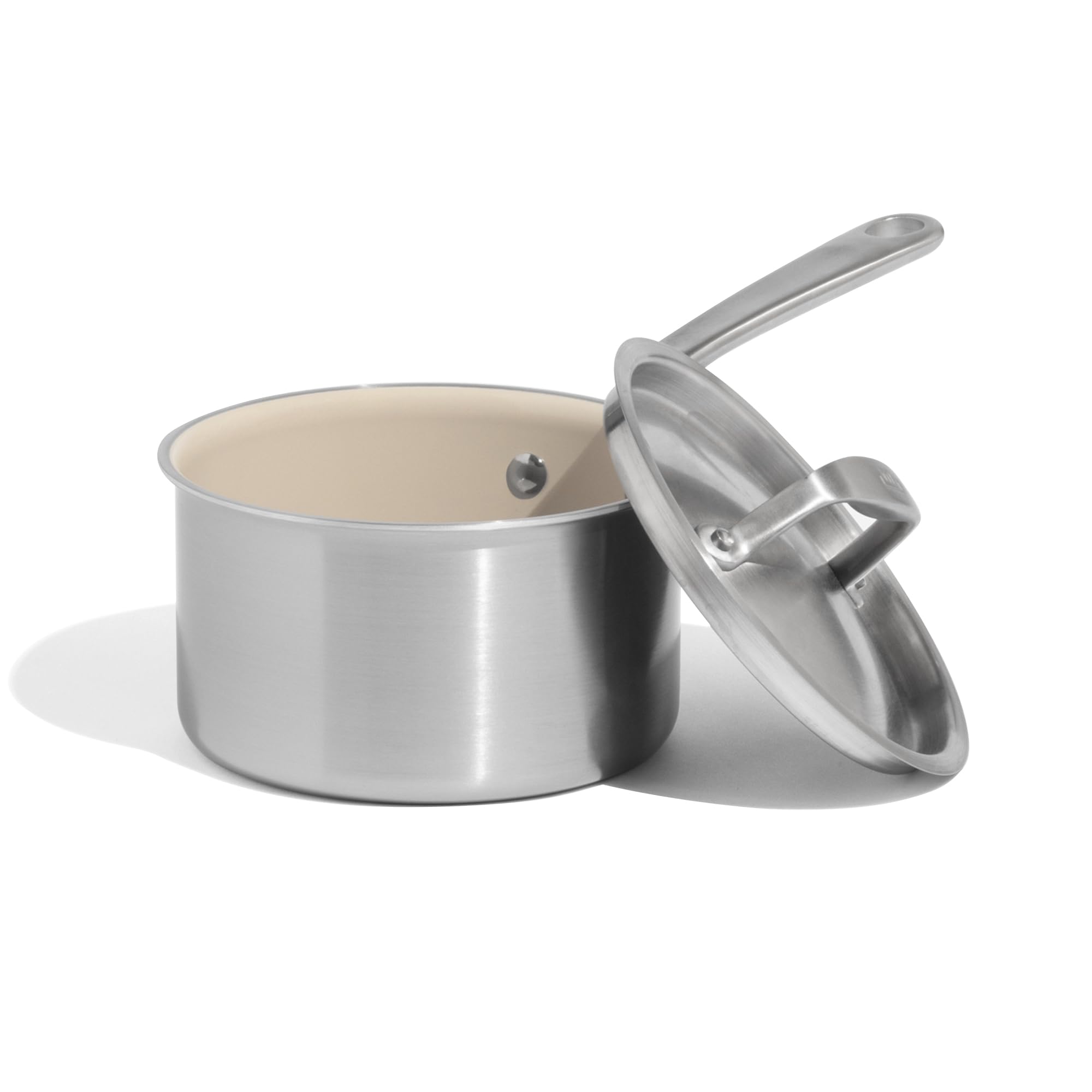 Made In Cookware - 2 QT CeramiClad Non Stick Saucepan with Lid - 5-Ply Stainless Clad with Stay-Cool Handle - Professional Cookware - Crafted in Italy - Induction Compatible