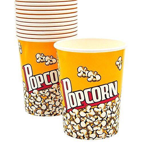 Popcorn Bowl Containers Bucket Boxes Leak-Proof Cups for Kids Party Birthday Movie Theater Parties [Capacity 32 oz Paper Material PACK OF 25]