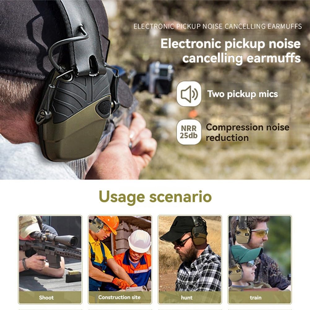 Impact Hearing Cuffie Cuffie Elettroniche Cuffie Sportive All'aperto Cuffie con Cancellazione del Rumore Nero