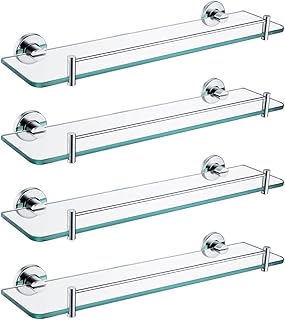 TOMYEUS Shower Caddy Bathroom Shelf Wall-Mounted Glass Set Shelves for Bathroom Stand Bathroom Hardware Sets Bath Accessor...